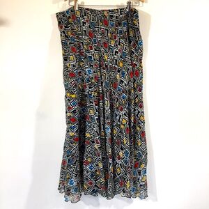 Ruby Rd Geometric Primary Color Print Flowy Midi‎ Skirt
